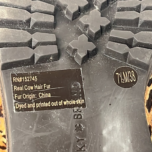 Lucky Brand Cheetah Print Cow Hair Size Zip Lace Up Combat Boots - Picture 9 of 11